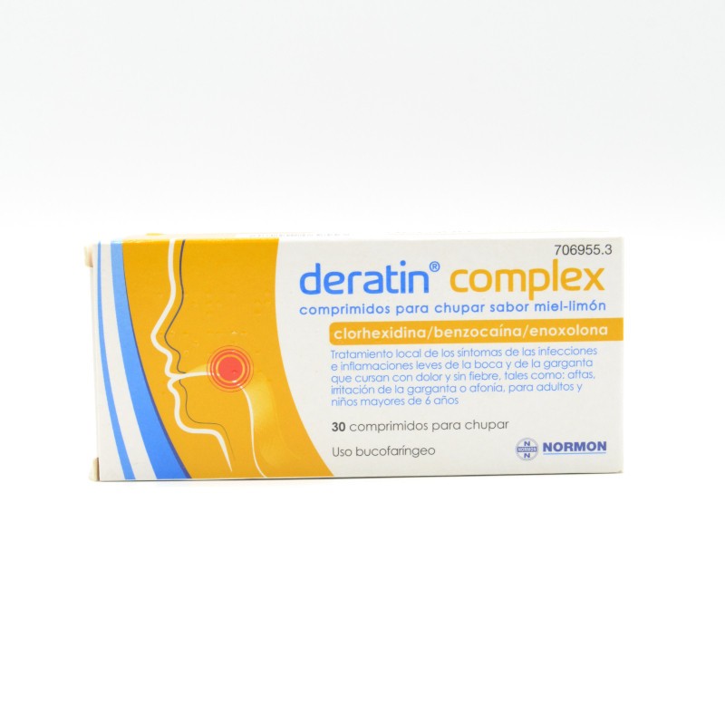 DERATIN COMPLEX MIEL-LIMON 30 COMP PARA CHUPAR Dolor de garganta