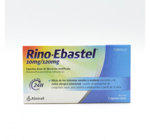 RINO-EBASTEL 10MG/120MG 7CAPSULAS Antihistamínicos