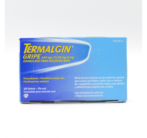 TERMALGIN GRIPE 650/4/10 MG 10 SOBRES GRANULADO Antigripales