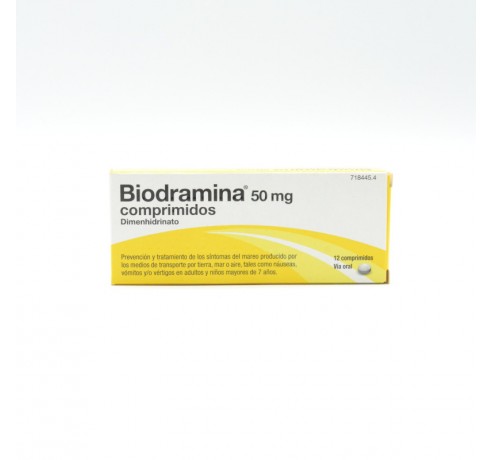 BIODRAMINA 50 MG 12 COMPRIMIDOS Mareo