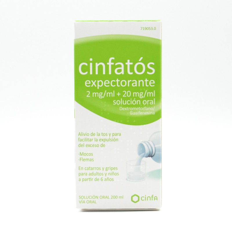 CINFATOS EXPECTORANTE 2/20 MG/ML SOLUCION ORAL 2 Jarabes tos con moco adulto CINFATOS EXPECTORANTE 2/20 MG/ML SOLUCION ORAL 2 Jarabes tos con moco adulto
