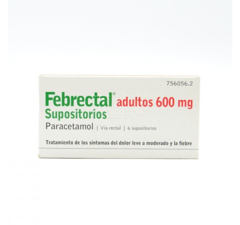 FEBRECTAL ADULTOS 600 MG 6 SUPOSITORIOS Paracetamol