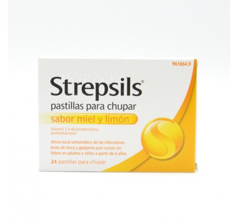 STREPSILS MIEL-LIMON 24 PASTILLAS Dolor de garganta