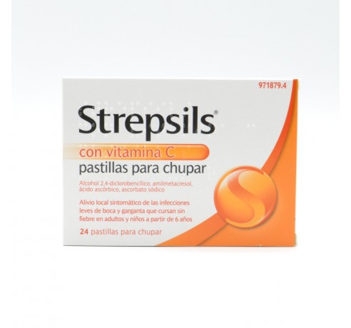 STREPSILS CON VITAMINA C 24 PASTILLAS PARA CHUPAR Dolor de garganta