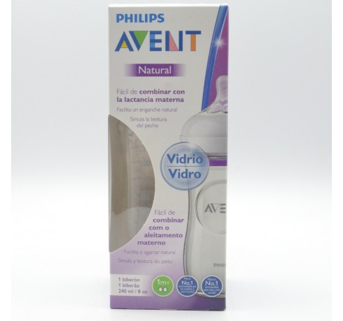 BIBERON AVENT NATURAL CRISTAL +1M 240 ML Biberones y tetinas