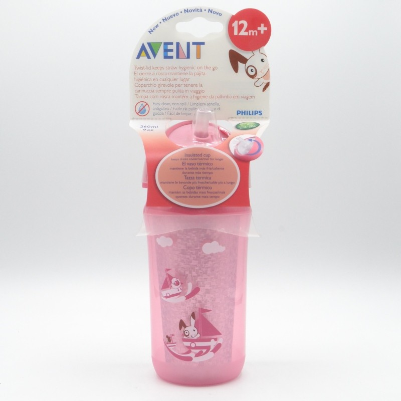 AVENT TAZA TERMICA ROSA/AZUL 260ML +12M Vajilla y accesorios