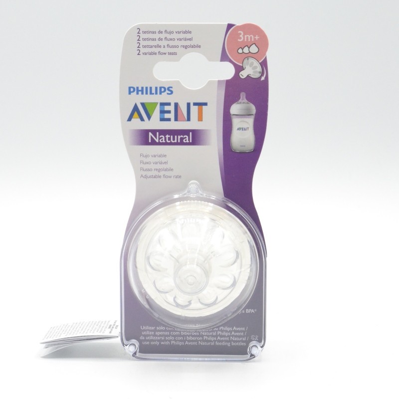 TETINA AVENT NATURAL FLUJO VARIABLE +3M 2U Biberones y tetinas