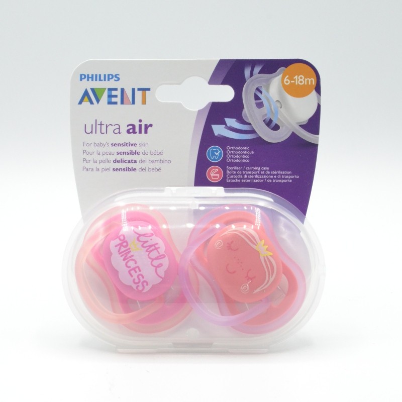 CHUPETE AVENT SILICONA 6-18M ULTRA AIR NIÑA 2UD Chupetes y broches