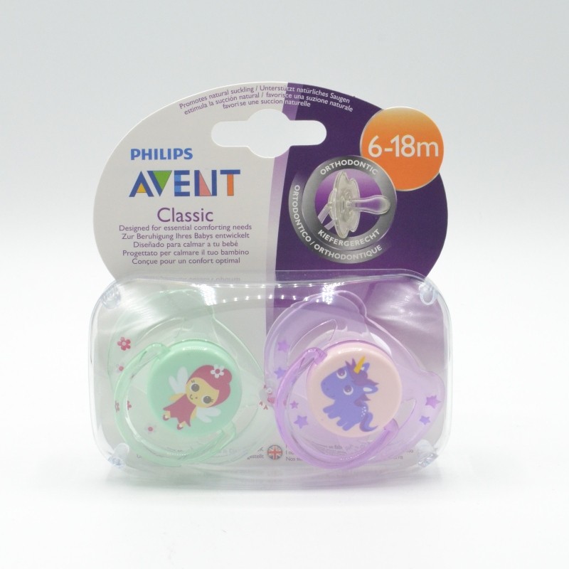 CHUPETE AVENT SILICONA 6-18M 2UD JARDIN NIÑA Chupetes y broches