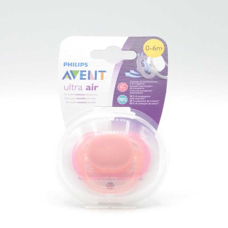 CHUPETE AVENT 0-6M ULTRA AIR ROSA 1UD Chupetes y broches