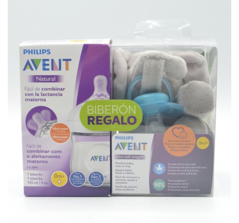 CHUPETE AVENT SILICONA 0-6M + PELUCHE ELEFANTE Chupetes y broches