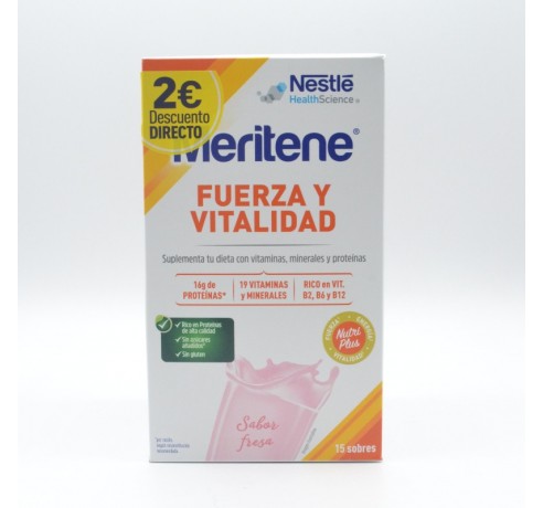 MERITENE FUERZA Y VITALIDAD FRESA 15 SOBRES Nutrición de adulto