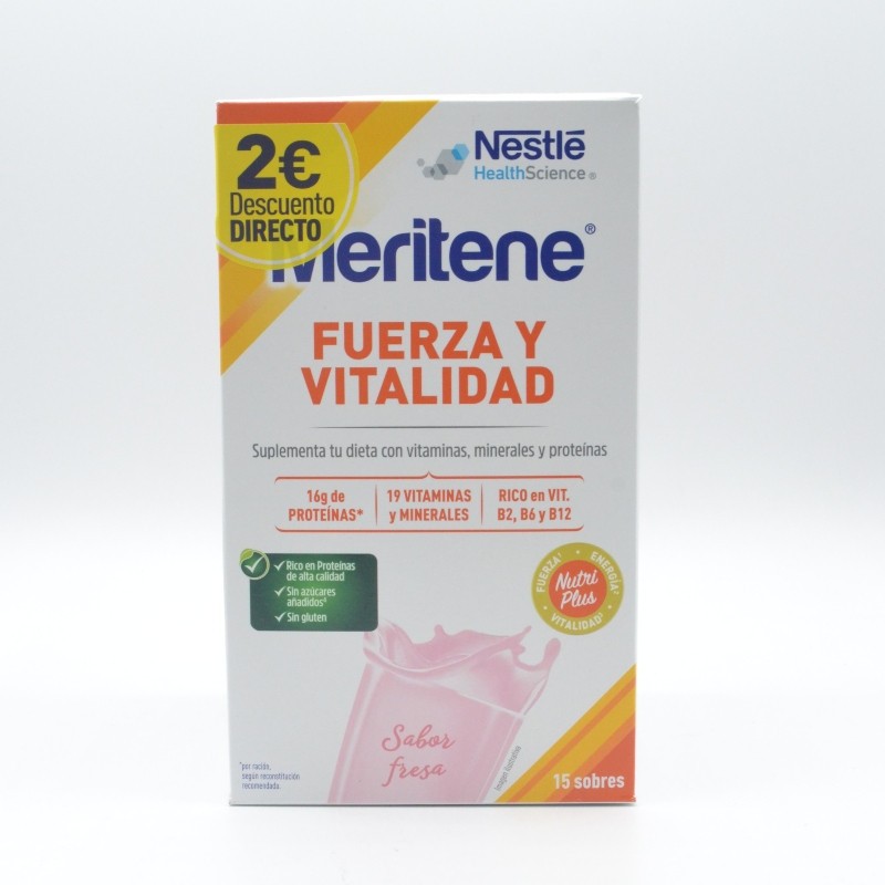 MERITENE FUERZA Y VITALIDAD 15 SOBRES SABOR FRESA Nutrición de adulto