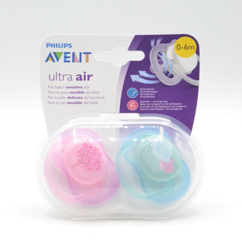 CHUPETE AVENT 0-6M ULTRA AIR NIÑA 2UD Chupetes y broches