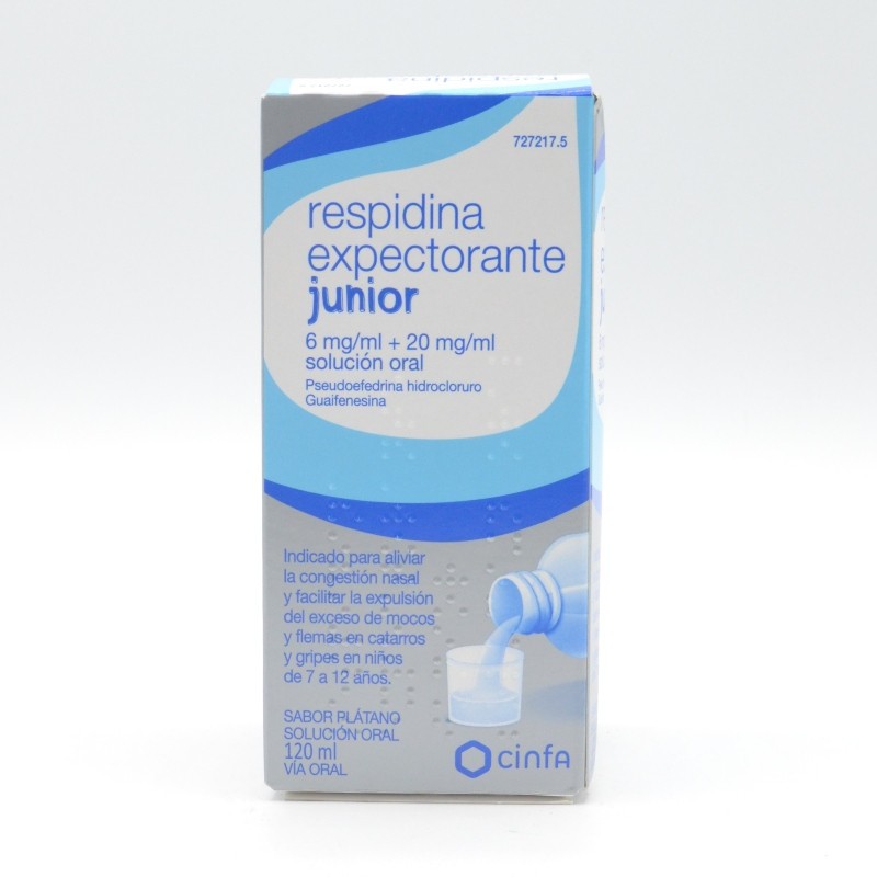 RESPIDINA EXPECTORANTE JUNIOR 20 MG/ML + 6 MG/ML JARABE 1 FRASCO 120 ML Jarabe tos seca y productiva niños