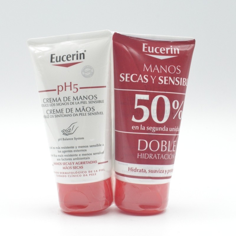 EUCERIN CREMA DE MANOS PIEL SECA Y SENSIBLE 75 ML DUPLO Hidratación