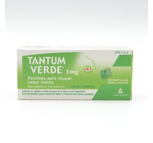 TANTUM VERDE 3 MG 20 PASTILLAS PARA CHUPAR MENTA Dolor de garganta