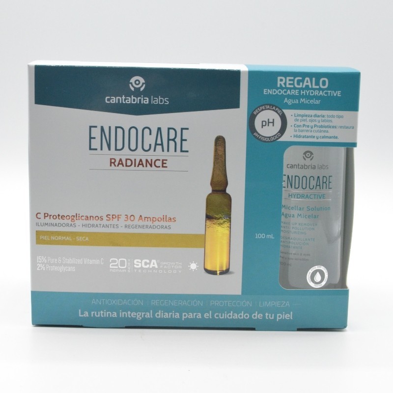 ENDOCARE C PROTEOGLICANOS SPF30 PIEL NORMAL/SECA 30 AMPOLLAS 2 ML + AGUA MICELAR 100ML REGALO Antiedad