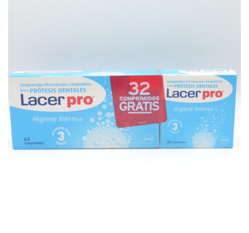 LACERPRO COMPRIMIDOS LIMPIADORES PARA PROTESIS 64 COMP+32 COMP DE REGALO Prótesis dental