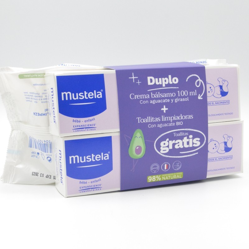 MUSTELA CREMA BALSAMO PAÑAL DUPLO 100MLX2 +TOALLITAS GRATIS Cuidado del culete