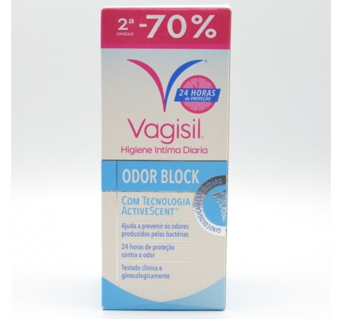 VAGISIL HIGIENE INTIMA DIARIA ODOR BLOCK DUPLO 2ºU 70 % DTO Higiene diaria