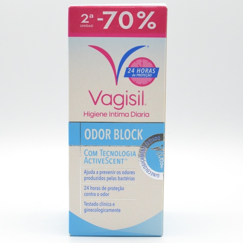 VAGISIL HIGIENE INTIMA DIARIA ODOR BLOCK DUPLO 2ºU 70 % DTO Higiene diaria