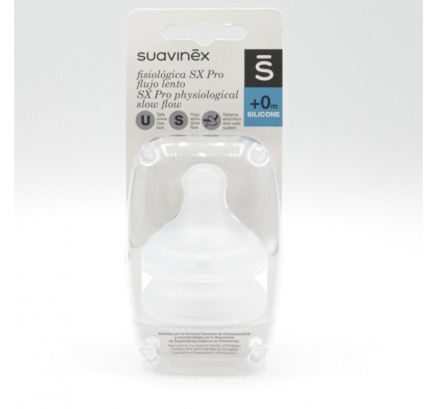 Comprar SUAVINEX TETINA SX PRO SILICONA FISIOLÓGICA FLUJO S +0M (2  UNIDADES) a precio online