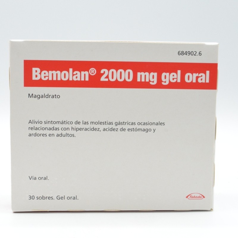 BEMOLAN 2 G GEL 30 SOBRES Antiácidos