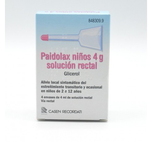 PAIDOLAX 3.28 ML SOLUCION RECTAL 4 ENEMAS 4 ML Supositorios y enemas