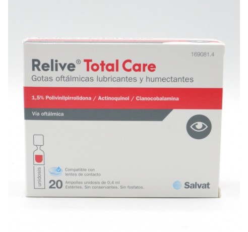 RELIVE TOTAL CARE GOTAS OFTALMICAS ESTERIL 0.4 M Higiene ocular y toallitas