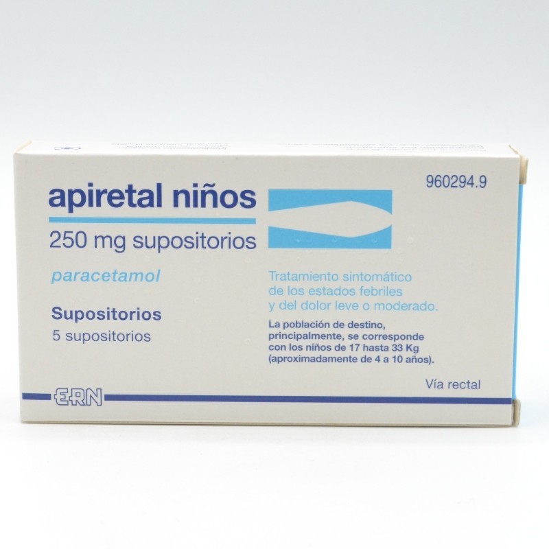 APIRETAL NIÑOS 250 MG 5 SUPOSITORIOS Paracetamol