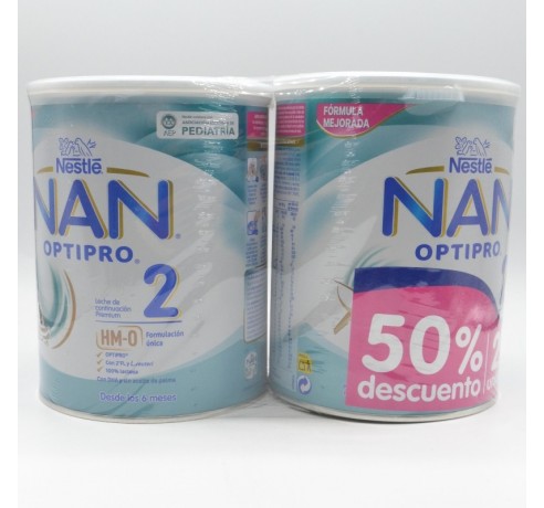 NAN OPTIPRO 2 DUPLO 2ªUD AL 50% DTO 800 G Leches