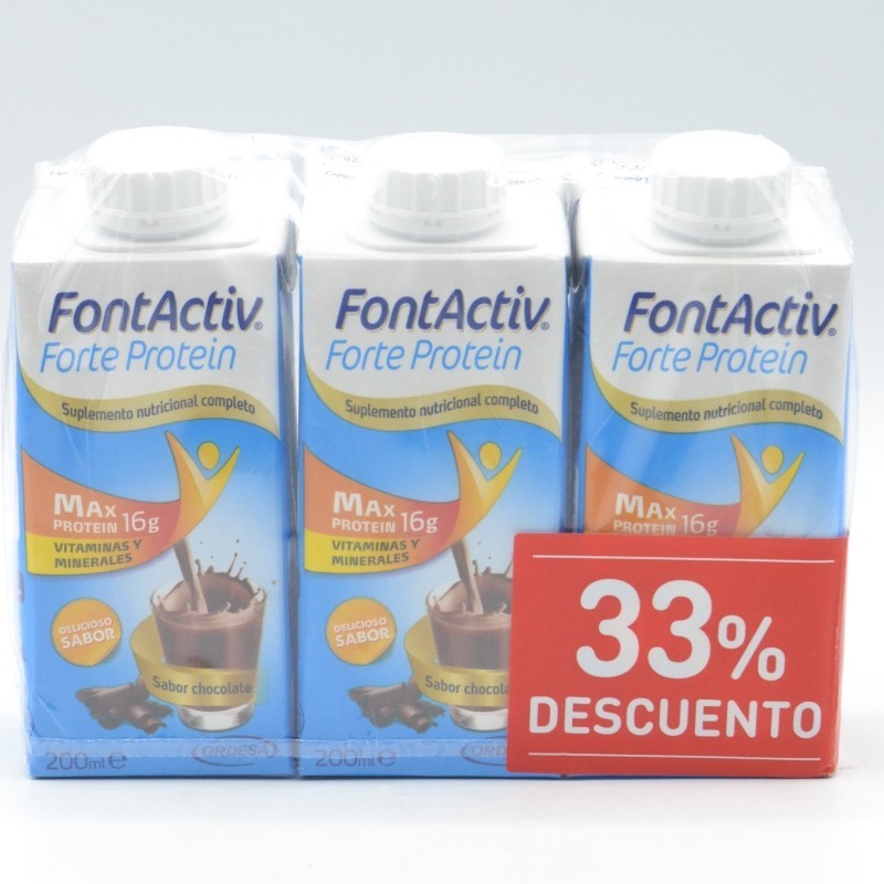 FONTACTIV FORTE PROTEIN 3 TETRABRICKS 200 ML SABOR CHOCOLATE PACK AHORRO Nutrición de adulto