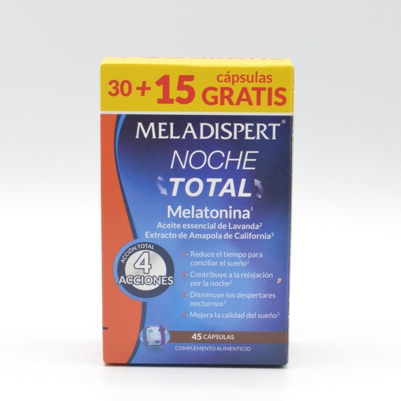 MELADISPERT NOCHE TOTAL 30 + 15 CAPSULAS PACK AHORRO Regulación de estrés y ciclo del sueño