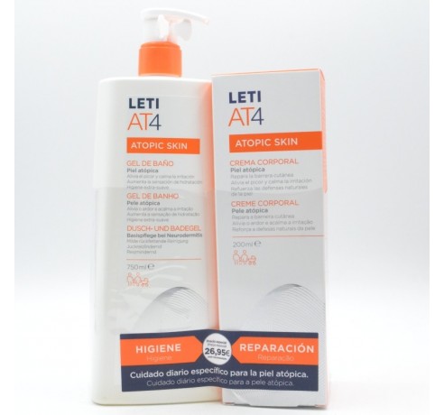 LETI AT-4 GEL BAÑO DERMOGRASO 750ML + GEL BAÑO DERMOGRASO 250ML Hidratación y piel atópica