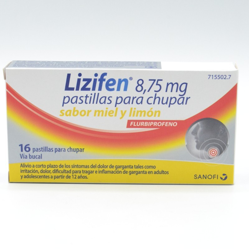 LIZIFEN 8.75 MG MIEL Y LIMON 16 PASTILLAS PARA CHUPAR Dolor de garganta