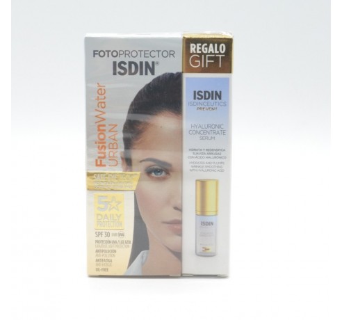 FP ISDIN FUSION WATER URBAN SPF 30+ 50ML + HYALURONIC SERUM 5ML Facial adulto