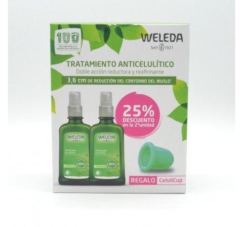 WELEDA ABEDUL ACEITE ANTICELULITICO PACK 100MLX2 25% DESCUENTO + CELULICUP Anticelulíticos y reafirmantes