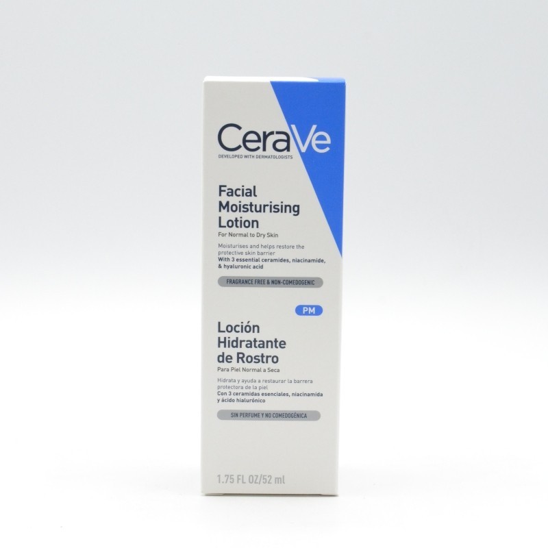 CERAVE LOCION HIDRATANTE DE ROSTRO PIEL NORMAL/SECA 52 ML Hidratación