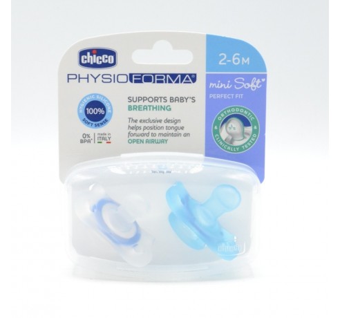 CHUPETE CHICCO SILICONA MINISOFT AZUL 2-6M Chupetes y broches