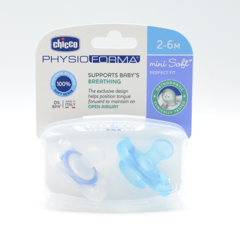 CHUPETE CHICCO SILICONA MINISOFT AZUL 2-6M Chupetes y broches