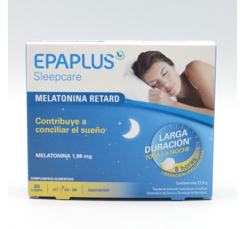 EPAPLUS SLEEPCARE MELATONINA RETARD 60 COMPRIMIDOS Regulación de estrés y ciclo del sueño