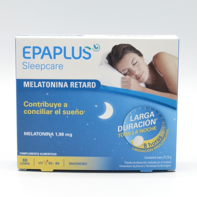 EPAPLUS SLEEPCARE MELATONINA RETARD 60 COMPRIMIDOS Regulación de estrés y ciclo del sueño