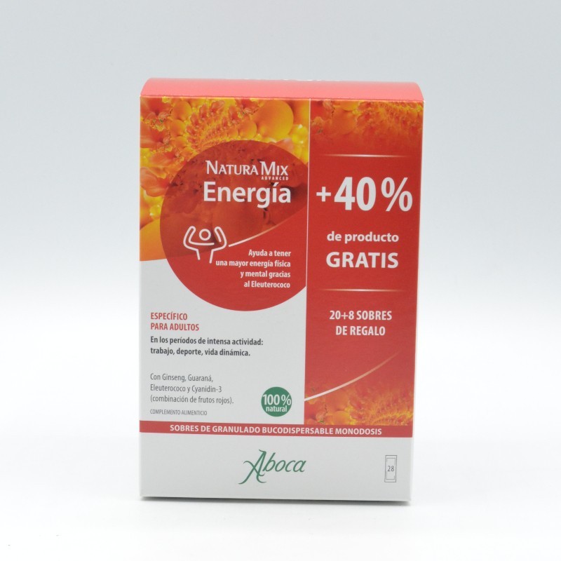 NATURA MIX ENERGIA 20 + 8 SOBRES BUCODISPERSABLES Cansancio NATURA MIX ENERGIA 20 + 8 SOBRES BUCODISPERSABLES Cansancio