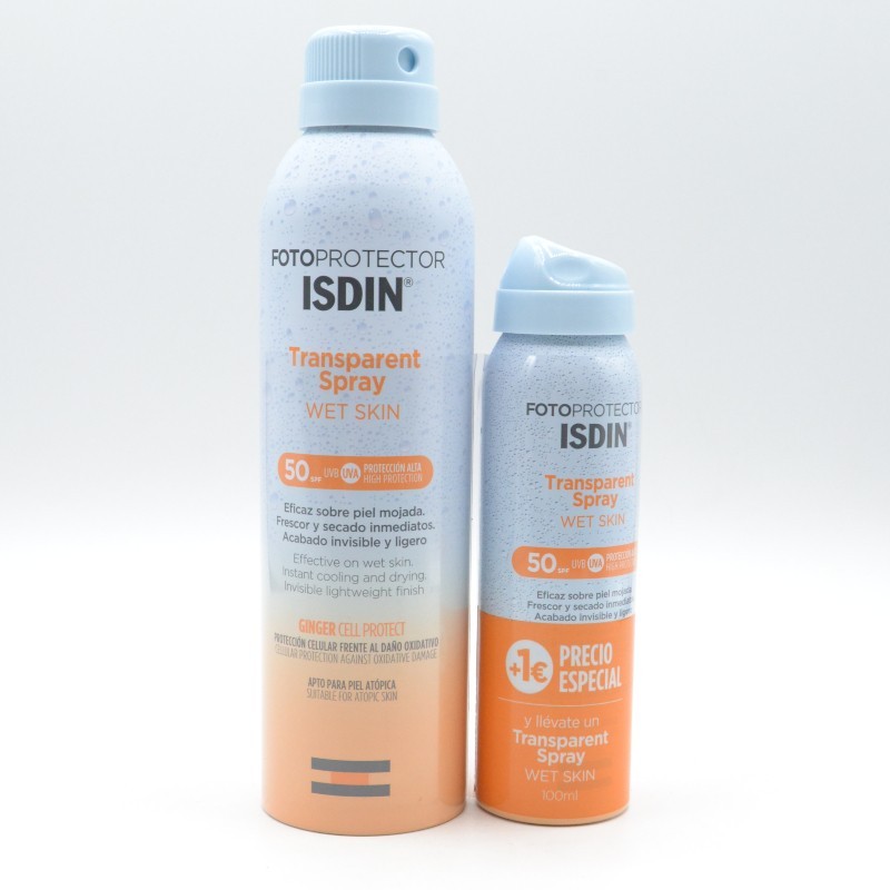 FP ISDIN WET SKIN TRANSPARENT SPRAY SFP 50+ 250 ML + WET SKIN SPRAY SPF50+ 100ML Corporal adulto