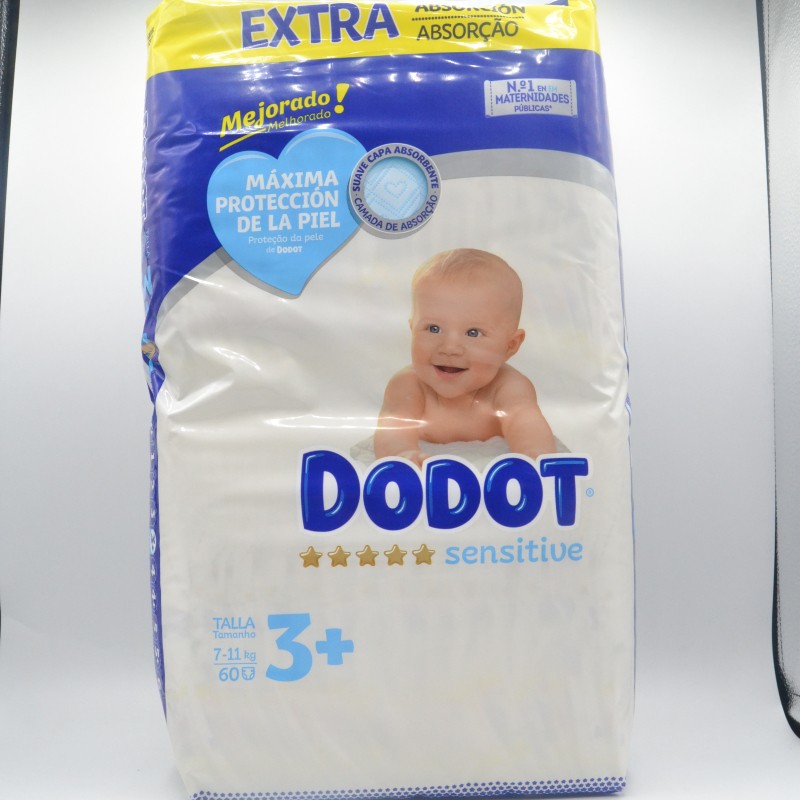 PAÑAL DODOT SENSITIVE EXTRA T/3 7-11 KG 60 U Pañales y toallitas