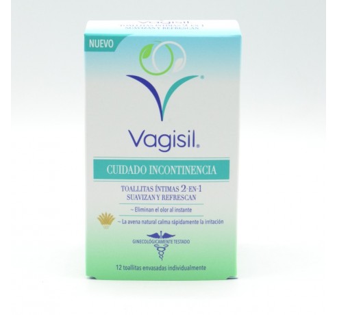 VAGISIL CUIDADO INCONTINENCIA TOALLITAS INTIMAS 2 EN 1 12 UNIDADES Sequedad vaginal