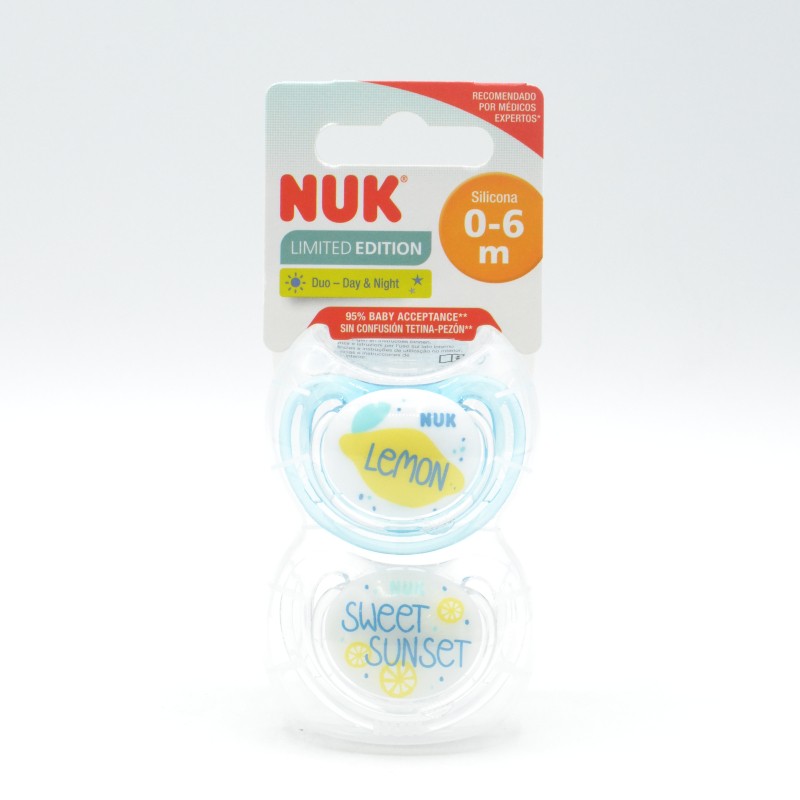 CHUPETE NUK SILICONA FRUITS DAY&NIGHT 0-6M 2UD Chupetes y broches