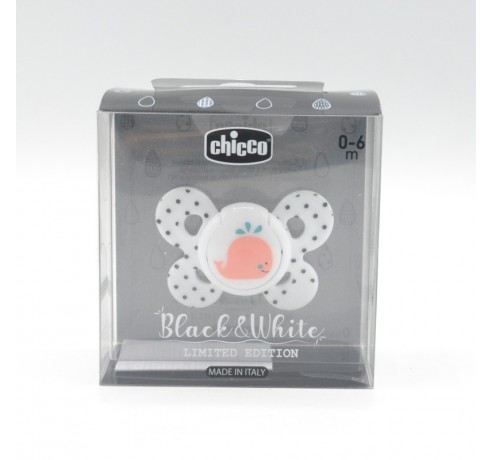 CHUPETE CHICCO SILICONA COMFORT BLACK & WHITE 0-6M 1UD Chupetes y broches