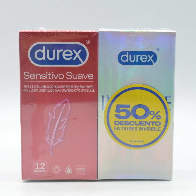 PRESERVATIVOS DUREX SENSITIVO SUAVE + INVISIBLE 50% DTO 12+12 UDS Preservativos